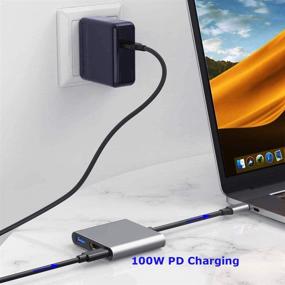 img 1 attached to USB C to HDMI Multiport Adapter with 100W PD Charging, Thunderbolt 3 to HDMI Hub 4K 💻 Video Output Compatible with MacBook Pro/Air 2020/2018 iPad Pro/Air 2020, Galaxy S20/10 - QCEs USB-C to USB 3.0 Adapter