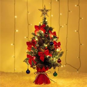 img 3 attached to 🎄 HOOJO 2 FT Tabletop Small Christmas Tree: Mini Xmas Tree with Lights and Snow - Perfect Holiday Indoor Decorations!