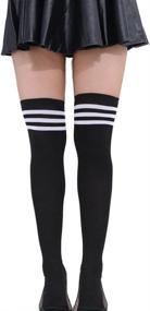 img 2 attached to HugeStore Ladies Stripe Cotton Stockings
