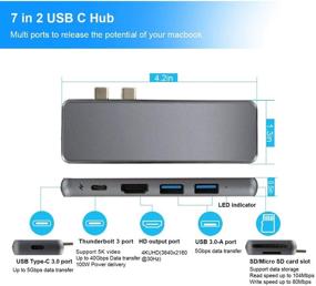 img 3 attached to 🔌 Maxee USB C Hub для MacBook Pro 13' 15'/ Mac Air 2018: 7 в 2 Тип-С алюминиевая стыковка с Thunderbolt 3, 4K HDMI, USB 3.0, порт PD-зарядки, TF/SD карт-ридер