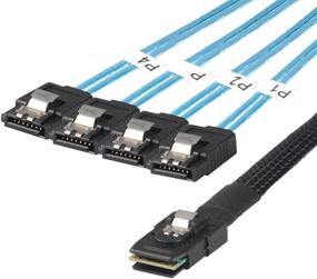 img 4 attached to J&D Internal Mini SAS 36 Pin SFF-8087 to 4 SATA 7 Pin Forward Breakout Cable - High-Speed Data Transfer, 1.6 Feet Length