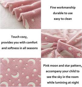 img 2 attached to 🌙 SLEEPREAL Glow in The Dark Throw Blanket: 50"x65" Pink Moon Soft Fuzzy Flannel Blanket for Kids - Fun All-Season Christmas Birthday Gift for Boys and Girls