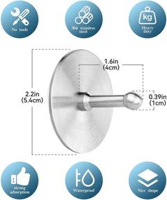 img 1 attached to Lucalda Stainless Steel Waterproof Heavy-Duty Adhesive Hooks - 4 Pack, Silver