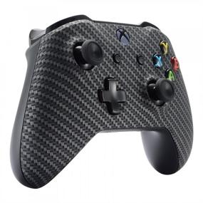 img 1 attached to 🎮 Enhance Your Xbox Gaming Experience with eXtremeRate Black Silver Carbon Fiber Faceplate Cover for Xbox One Wireless Controller 1708