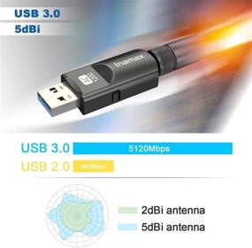 img 2 attached to 📶 Inamax USB WiFi Adapter 1200Mbps, High-speed Wireless Network WiFi Dongle with 5dBi Antenna for PC/Desktop/Laptop/Mac, Dual Band 2.4G/5G 802.11ac, Compatible with Windows 10/8/8.1/7/Vista/XP, Mac10.5-10.15