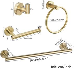 img 3 attached to 🛁 Gold Bathroom Hardware Set with 24 Inch Towel Bar, Toilet Paper Holder, Towel Ring, Robe Hook - 4 Pieces Wall Mounted Accessories by WEIKO