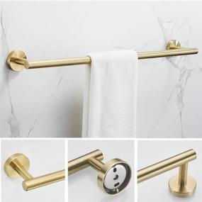 img 2 attached to 🛁 Gold Bathroom Hardware Set with 24 Inch Towel Bar, Toilet Paper Holder, Towel Ring, Robe Hook - 4 Pieces Wall Mounted Accessories by WEIKO