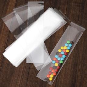 img 3 attached to 🛍️ 200 Count Clear 3x11 inch Self Seal Cellophane Bags - Resealable Poly Bags 2.8 mils, Ideal for Bakery Cookies, Candles, Christmas Halloween Party Decor, Pretzel Sticks