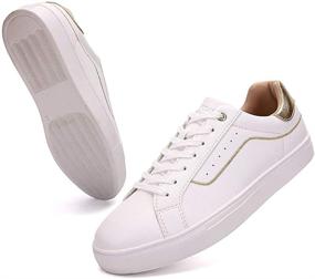 img 4 attached to 👟 Stylish White Lace-up Classic Casual Platform Jogging Skate Shoes for Women - Perfect for Walking and Daily Wear