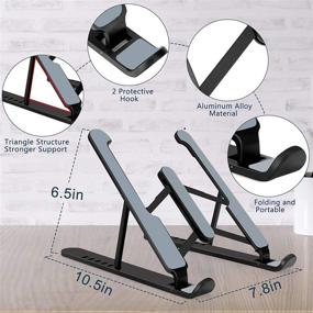 img 3 attached to 🖥️ Pidien Portable Laptop Stand: Adjustable Holder Riser for Desk, Notebook Mount with Phone Stand - Black