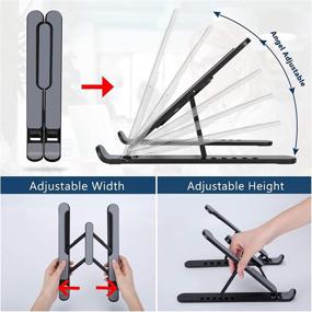 img 2 attached to 🖥️ Pidien Portable Laptop Stand: Adjustable Holder Riser for Desk, Notebook Mount with Phone Stand - Black