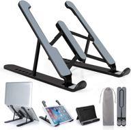 🖥️ pidien portable laptop stand: adjustable holder riser for desk, notebook mount with phone stand - black logo