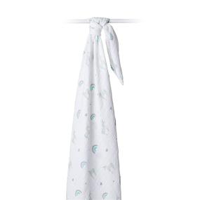 img 3 attached to Lulujo Baby 100% Cotton Muslin Swaddle Blanket, 🌈 Large 47 x 47-Inch Size, Featuring Rainbows and Unicorns