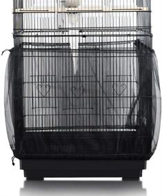 img 4 attached to 🐦 SYOOY Birdcage Cover Seed Catcher: Universal Nylon Mesh Parrot Cage Net Skirt - Extra Large Black Cover (Birdcage Not Included)