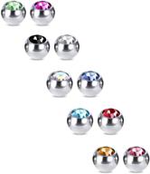 🔩 cottvott 10pcs crystals screw stainless steel piercings: versatile 14g 16g tongue labret eyebrow horseshoe belly rings earrings with replacement balls logo