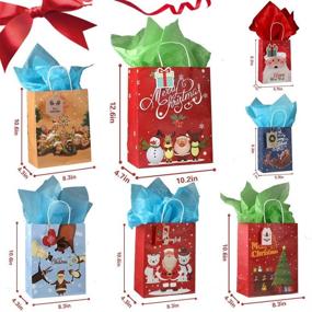 img 3 attached to 🎁 Vadeture 28 Christmas Bags: Festive Kraft Prints in Assorted Sizes for Xmas Bags, Party Favors, and Holiday Wrap Décor with Tissue Papers and Tags