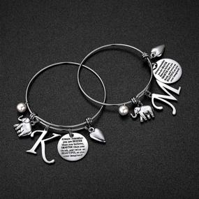 img 1 attached to M MOOHAM Engraved Initial Charm Bracelet for Women Girls - Elephant Llama Pineapple Horse Gifts. Upgrade Your Jewelry Collection with Enchanting Quote Charm Bracelet Gifts.