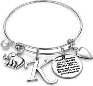 m mooham engraved initial charm bracelet for women girls - elephant llama pineapple horse gifts. upgrade your jewelry collection with enchanting quote charm bracelet gifts. logo