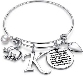 img 4 attached to M MOOHAM Engraved Initial Charm Bracelet for Women Girls - Elephant Llama Pineapple Horse Gifts. Upgrade Your Jewelry Collection with Enchanting Quote Charm Bracelet Gifts.
