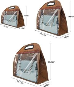 img 3 attached to 👜 YEHAM Handbag Storage Dust Cover: 3 Sizes of Hanging Closet Organizer for Purse - Brown