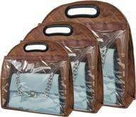 👜 yeham handbag storage dust cover: 3 sizes of hanging closet organizer for purse - brown logo