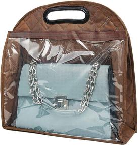 img 1 attached to 👜 YEHAM Handbag Storage Dust Cover: 3 Sizes of Hanging Closet Organizer for Purse - Brown