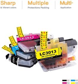 img 3 attached to 🖨️ E-Z Ink (TM) High Yield Compatible Ink Cartridge Replacement - 8 Pack for Brother LC3013 LC3011 LC-3013 (2 Black,2 Cyan, 2 Magenta, 2 Yellow) - Works with MFC-J491DW MFC-J497DW MFC-J895DW MFC-J690DW