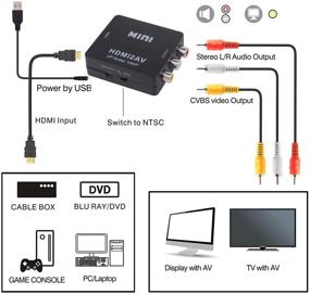 img 2 attached to Преобразователь HDMI в RCA Yeworth - адаптер для видео и аудио высокой четкости 1080P для ПК/PS3/DVD, с поддержкой PAL/NTSC, в комплекте USB-зарядка