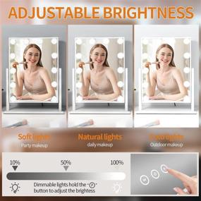 img 2 attached to 💄 Enhance Your Beauty Routine with the KOTDNING Large Vanity Mirror - Hollywood Lighted Makeup Mirror with Dimmable LED Bulbs for a Stunning Dressing Room & Bedroom Ambiance, in Elegant White