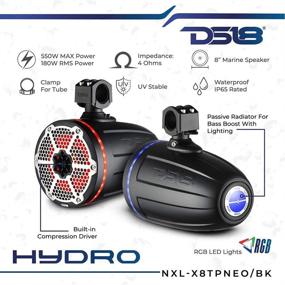 img 2 attached to 🔊 DS18 NXL-X8TPNEO/BK 8" Neodymium Marine Tower Speakers with Built-in Passive Radiator, 1" Driver and RGB LED Lights - High Performance, Marine Grade IP65 Rated, 550W Max 180W RMS 4 Ohms (Pair)