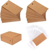 whaline 200 set earring display card: self-seal bags, 📦 holder kraft tags for diy ear studs and jewelry - brown logo