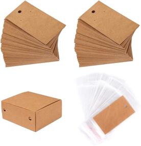 img 4 attached to Whaline 200 Set Earring Display Card: Self-Seal Bags, 📦 Holder Kraft Tags for DIY Ear Studs and Jewelry - Brown