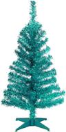 🎄 3-ft turquoise tinsel artificial christmas tree by national tree company - includes stand logo