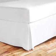 🛏️ spay linen luxury bed skirt - premium cal-king size with 16 inch drop, white 100% cotton - luxurious, easy to wash - tailored drop, wrinkle & fade resistant logo