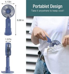 img 1 attached to 🔵 Viinffu Handheld Fan: Portable Personal Fan with Adjustable 3 Speeds, Long-lasting 4000mAh Battery, 10 Hour Runtime - USB Mini Cooling Fan for Indoor/Outdoor Use (Dark Blue)