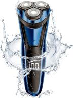 💧 waterproof blue electric razor for men - rotary shaver with lcd display, pop-up beard trimmer, rechargeable cordless logo