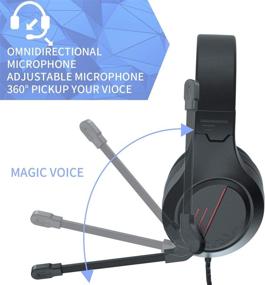 img 2 attached to Red Gaming Headset with Noise Cancelling Headphones, Microphone, and 50mm Neodymium Drivers – Wired Over Ear Stereo Earphones with 3.5mm Audio Jack for Online School, PC Gaming, Travel, and Work – Suitable for Kids and Adults