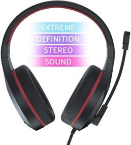 img 3 attached to Red Gaming Headset with Noise Cancelling Headphones, Microphone, and 50mm Neodymium Drivers – Wired Over Ear Stereo Earphones with 3.5mm Audio Jack for Online School, PC Gaming, Travel, and Work – Suitable for Kids and Adults