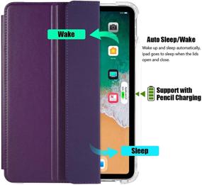 img 1 attached to 📱 Valkit iPad Pro 12.9 Case 2020 4th Generation & 2018 3rd Gen, [Supports Apple Pencil 2 Charging] Translucent Frosted Smart Folio Stand Cover for iPad Pro 12.9" 4th Gen 2020 / 3rd Gen 2018, Dark Purple