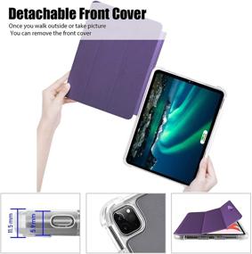img 2 attached to 📱 Valkit iPad Pro 12.9 Case 2020 4th Generation & 2018 3rd Gen, [Supports Apple Pencil 2 Charging] Translucent Frosted Smart Folio Stand Cover for iPad Pro 12.9" 4th Gen 2020 / 3rd Gen 2018, Dark Purple