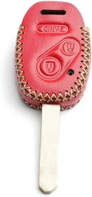 img 2 attached to WFMJ Leather For Honda Fit Odyssey Ridgeline Accord CR-V CR-Z Insight 3 Buttons Key Case Cover Fob Chain (Red)