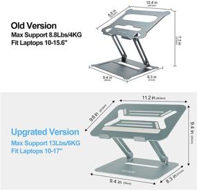 img 1 attached to Универсальная подставка для ноутбука Urmust настольная алюминиевая подставка для компьютера, держатель для ноутбука, стенд для ноутбука совместимый с MacBook Air Pro Ultrabook и всеми моделями ноутбуков от 11 до 17 дюймов (голубо-серый).