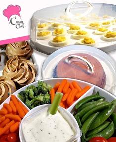 img 3 attached to Collapsible Cake Carrier with Lid - Cupcake & Deviled Egg Carrier - Pie Carrier - Party Platter & Stackable Storage Space Saver for Crazy Chef