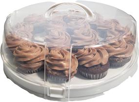 img 1 attached to Collapsible Cake Carrier with Lid - Cupcake & Deviled Egg Carrier - Pie Carrier - Party Platter & Stackable Storage Space Saver for Crazy Chef