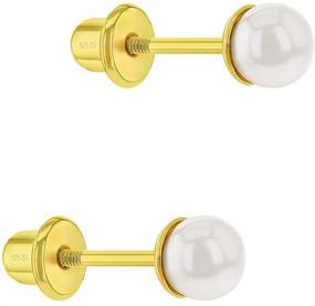 img 3 attached to Sterling Silver White Simulated Earrings: Fashionable Girls' Jewelry for an Elegant Touch