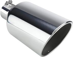 img 4 attached to 🚘 AUTOSAVER88 4" Black Exhaust Tip, 4" Inlet 8" Outlet 15" Length Stainless Steel Exhaust Tips with Powder Coated Finish Tailpipe