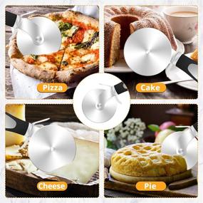 img 1 attached to KUFUNG Pizza Cutter Wheel: Ergonomic Non-Slip Handle for Effortless Slicing of Pizza, Pies, Waffles & Dough Cookies - Easy to Clean 8.3-inch Silver Slicer