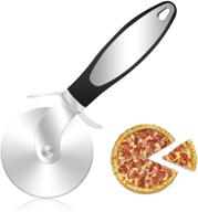 kufung pizza cutter wheel: ergonomic non-slip handle for effortless slicing of pizza, pies, waffles & dough cookies - easy to clean 8.3-inch silver slicer logo