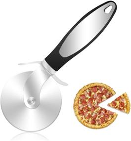 img 4 attached to KUFUNG Pizza Cutter Wheel: Ergonomic Non-Slip Handle for Effortless Slicing of Pizza, Pies, Waffles & Dough Cookies - Easy to Clean 8.3-inch Silver Slicer