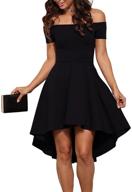 👗 sarin mathews women's off-shoulder short sleeve high-low cocktail skater dress logo